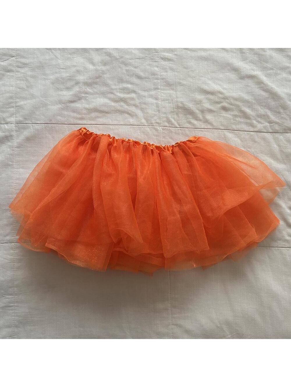Orange Layered Tulle Tutu Mini Skirt XS Halloween Pumpkin Clown Fairy Costume